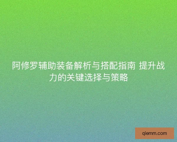 阿修罗辅助装备解析与搭配指南 提升战力的关键选择与策略