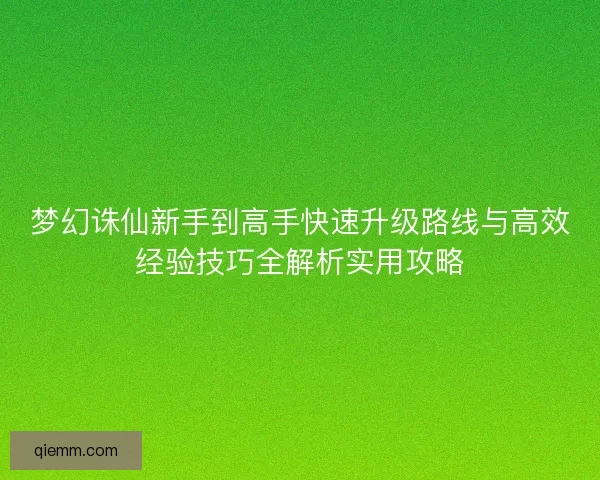 梦幻诛仙新手到高手快速升级路线与高效经验技巧全解析实用攻略