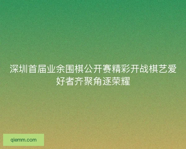 深圳首届业余围棋公开赛精彩开战棋艺爱好者齐聚角逐荣耀 深圳首届业余围棋公开赛精彩开战棋艺爱好者齐聚角逐荣耀
